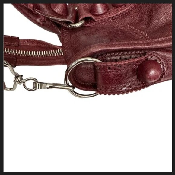 Balenciaga Burgundy City Bag Medium Giant hardware Brogue Purse Satchel - Picture 13 of 15